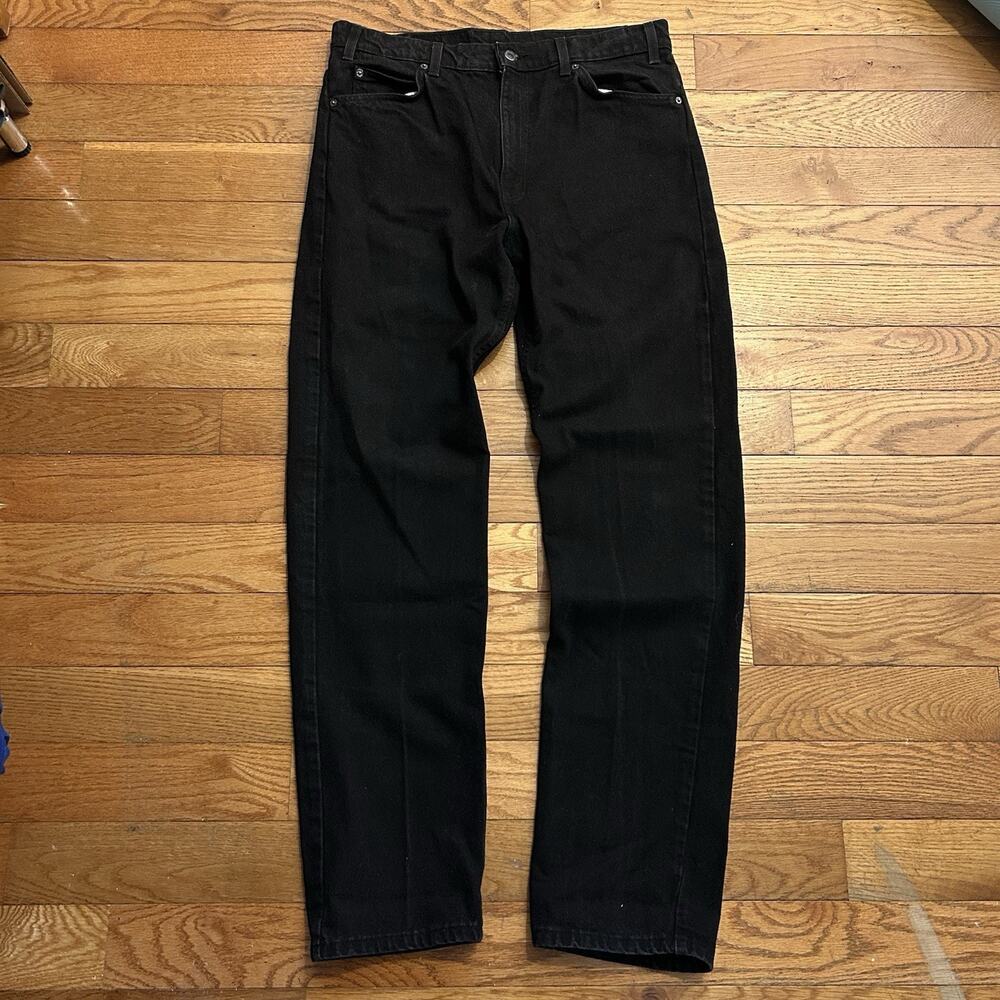 Vintage 90s Levi’s 505 Black Straight Leg Orange Tab Jeans 36x34 (34x33)